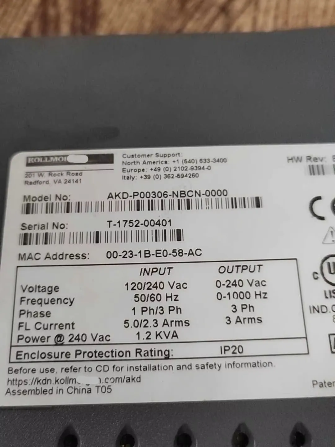 AKD-P0306-NBCN-0000 Servo Drive for Kollmorgen