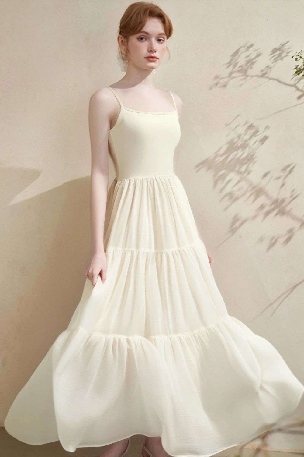 

VIMLY Women's Elegant Tiered Dress 2025 Summer Casual Simple Sleeveless Camisole Chic Party Evening A-line Commuting Dress A0983