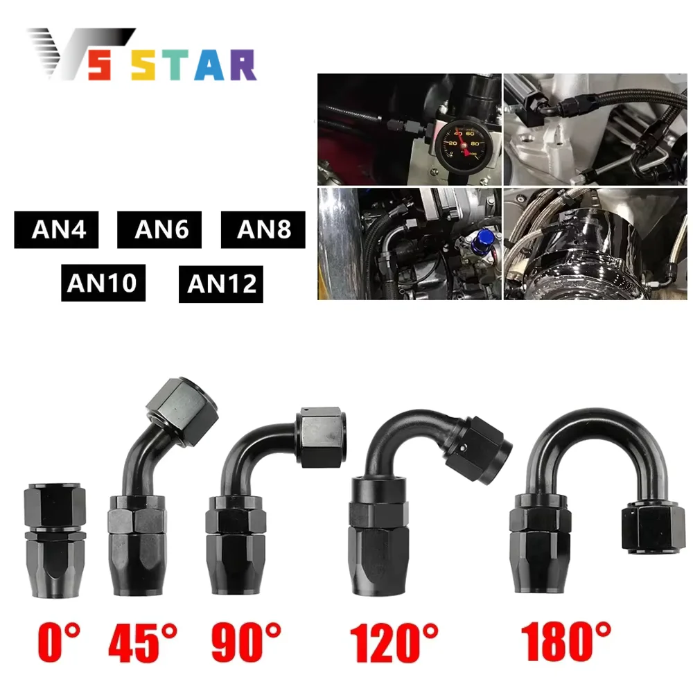 

AN4 AN6 AN8 AN10 AN12 Алюминий прямой 0 ° 45 ° 90 ° 120 ° 180 ° Переходник для поворотного шланга CPE, масляная топливная линия NPT, вилка TF-1001