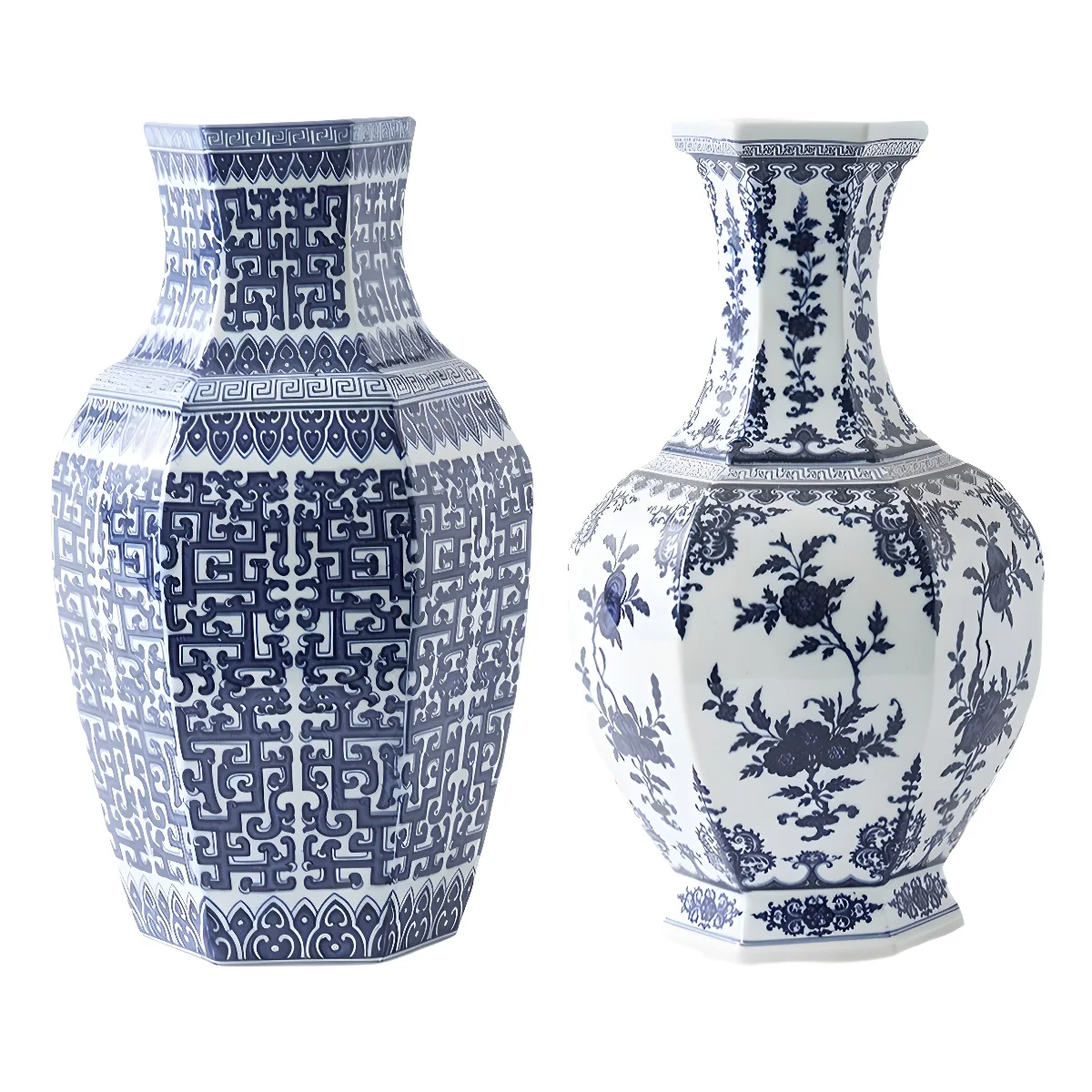 

Antique, hand-painted, blue and white porcelain, vase, ornament, Chinese style