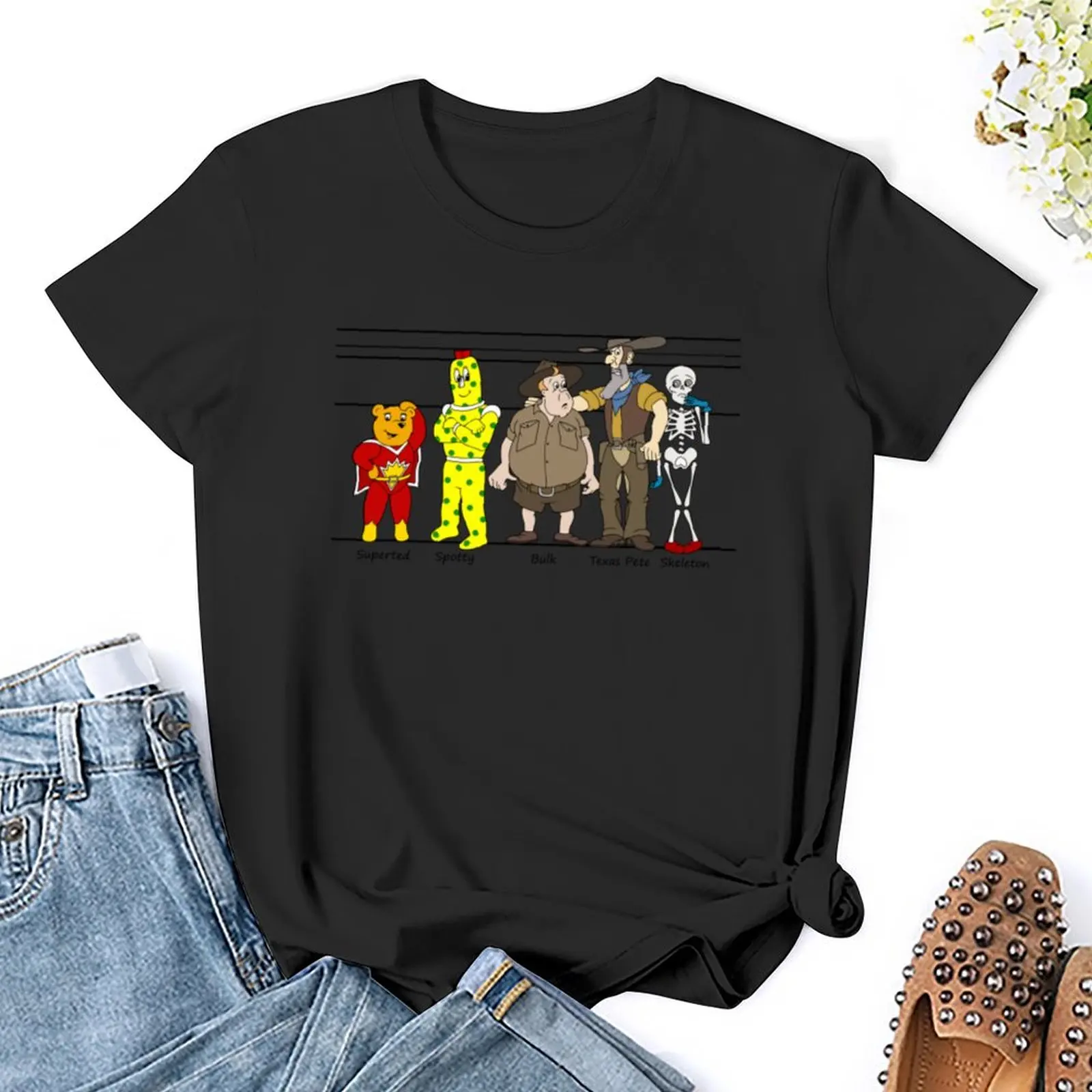 Super Ted Line-Up T-Shirt Vintage Kleding Koreaanse Mode T-Shirts Mode Vrouw Blouse 2024