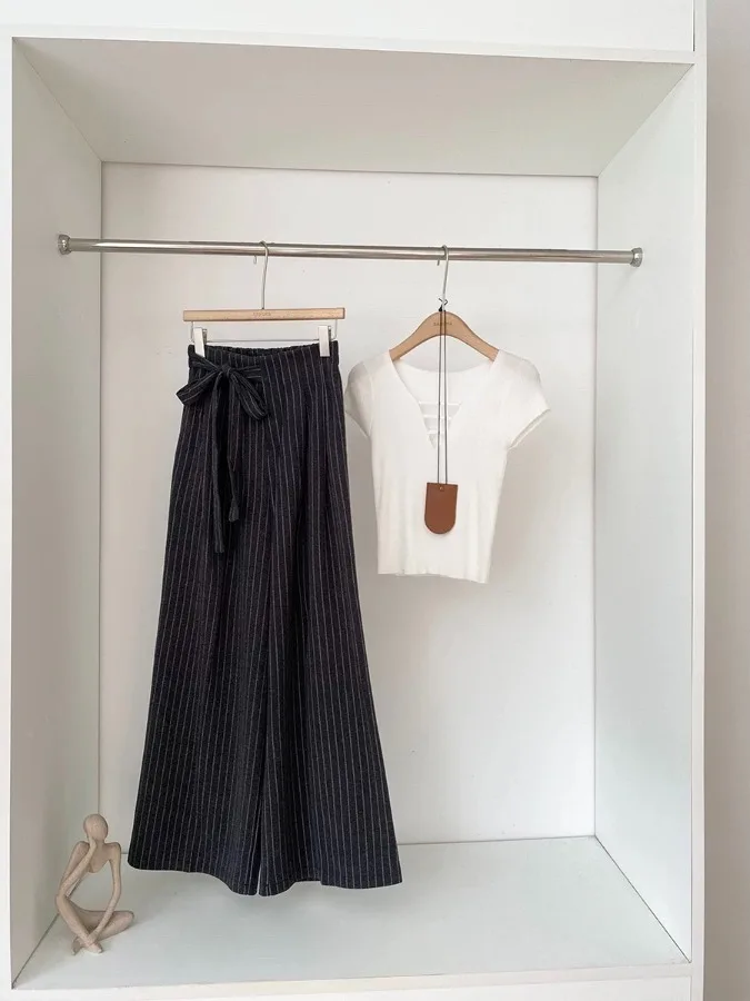 Thiened Woolen Wide Leg Pants Autumn Winter New Sle High Waist Pear ape Hip Covering Casual Trousers for Women