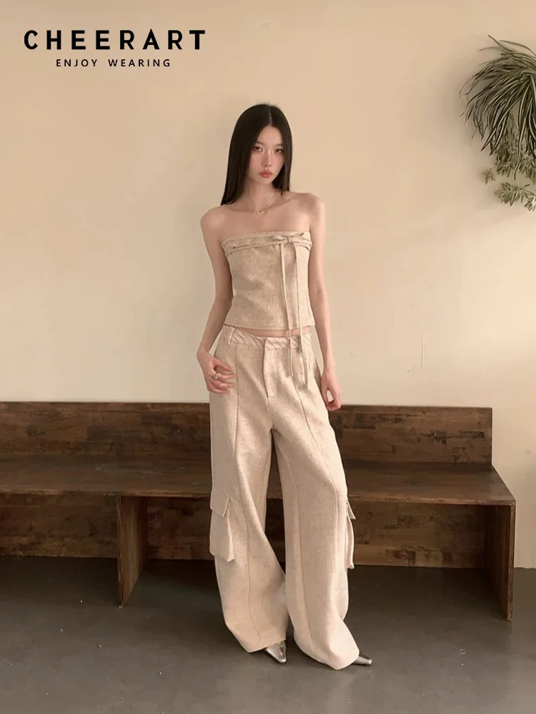 

CHEERART Summer Pant Sets Two Piece Outfits Woman Luxury Designer Clothing Classy Pants Suit Matching Sets 2025 Fashion