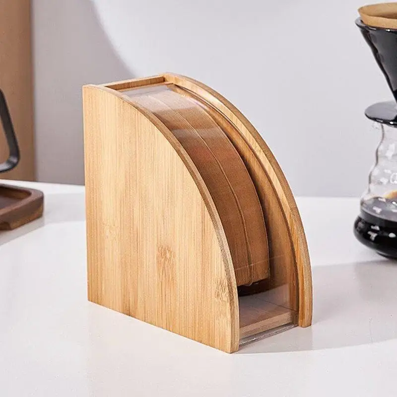 Coffee Filter Holders For Counter Wooden Coffee Filter Paper Rack Paper Container Stand Portable Coffee Paper Storage Container