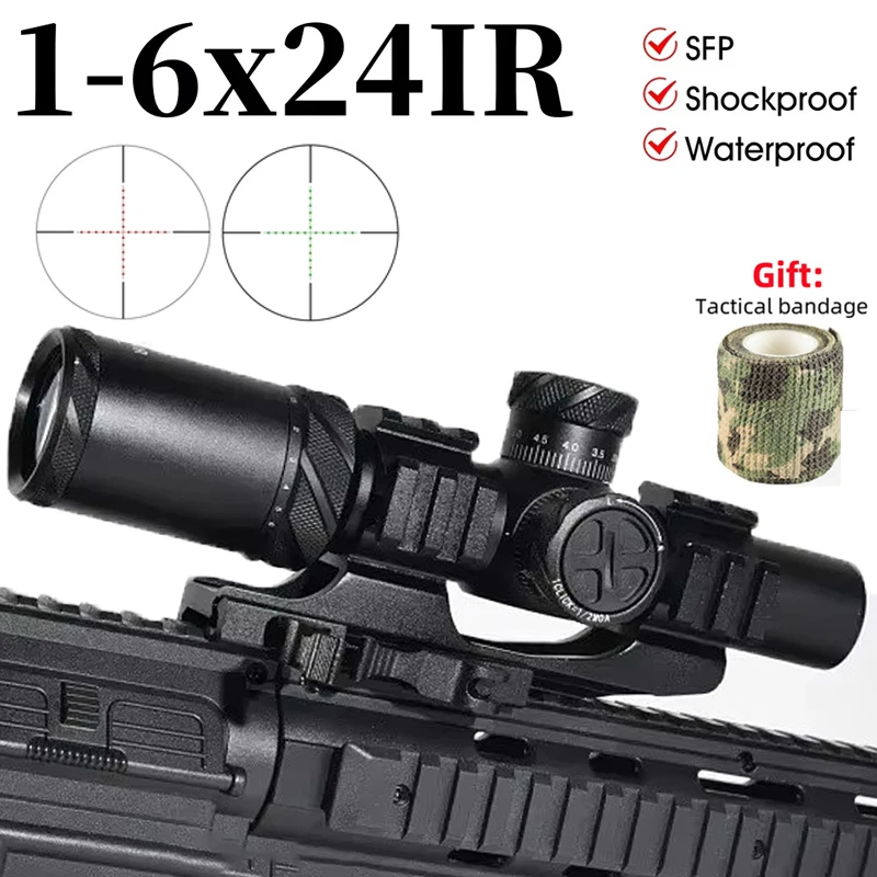 

Tactical 1-6X24IR Red/Green Optic Crosshair Short Collimator HD Glass Scope Hunting Sight Fit 11mm/20mm Rail Airsoft Accessoirey
