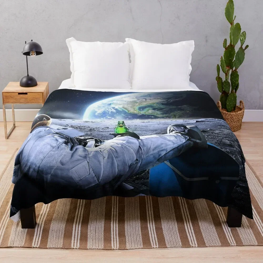 

Astronaut on the Moon with beer  HQ-quality, BESTSELLER Throw Blanket Winter beds Bed Blankets