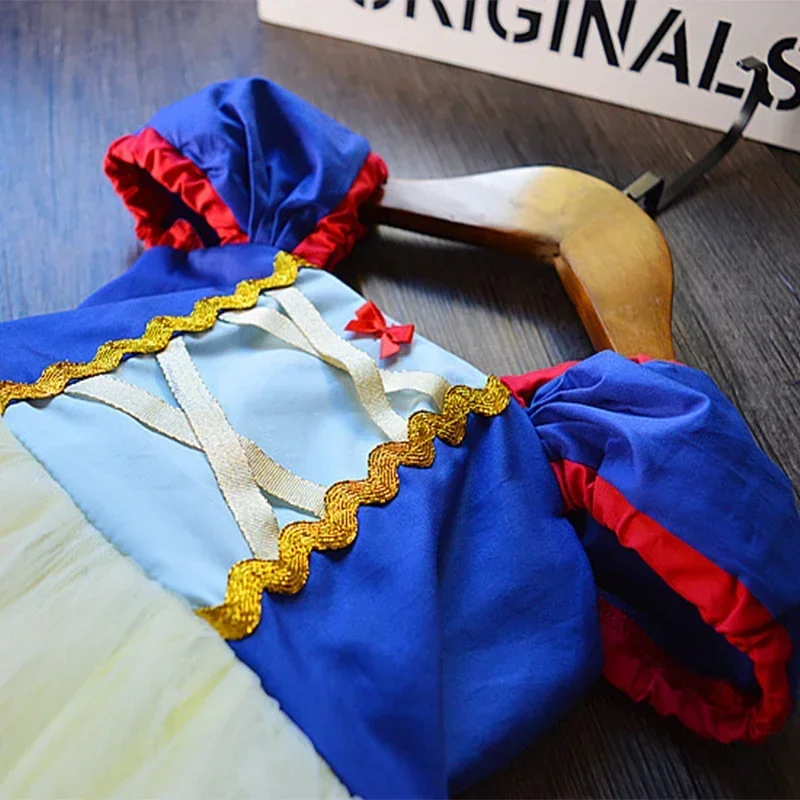 Snow White Princess Costume for Baby Girl Birthday Party Kids Clothes Halloween Carnival Costume Girls Role Play Bowknot Dress