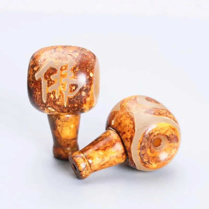 Tibetan Three Eye Dzi 18mm Antiqued Agate Guru and Stupa Beads for Making Malas Three-way Bead TSB0156