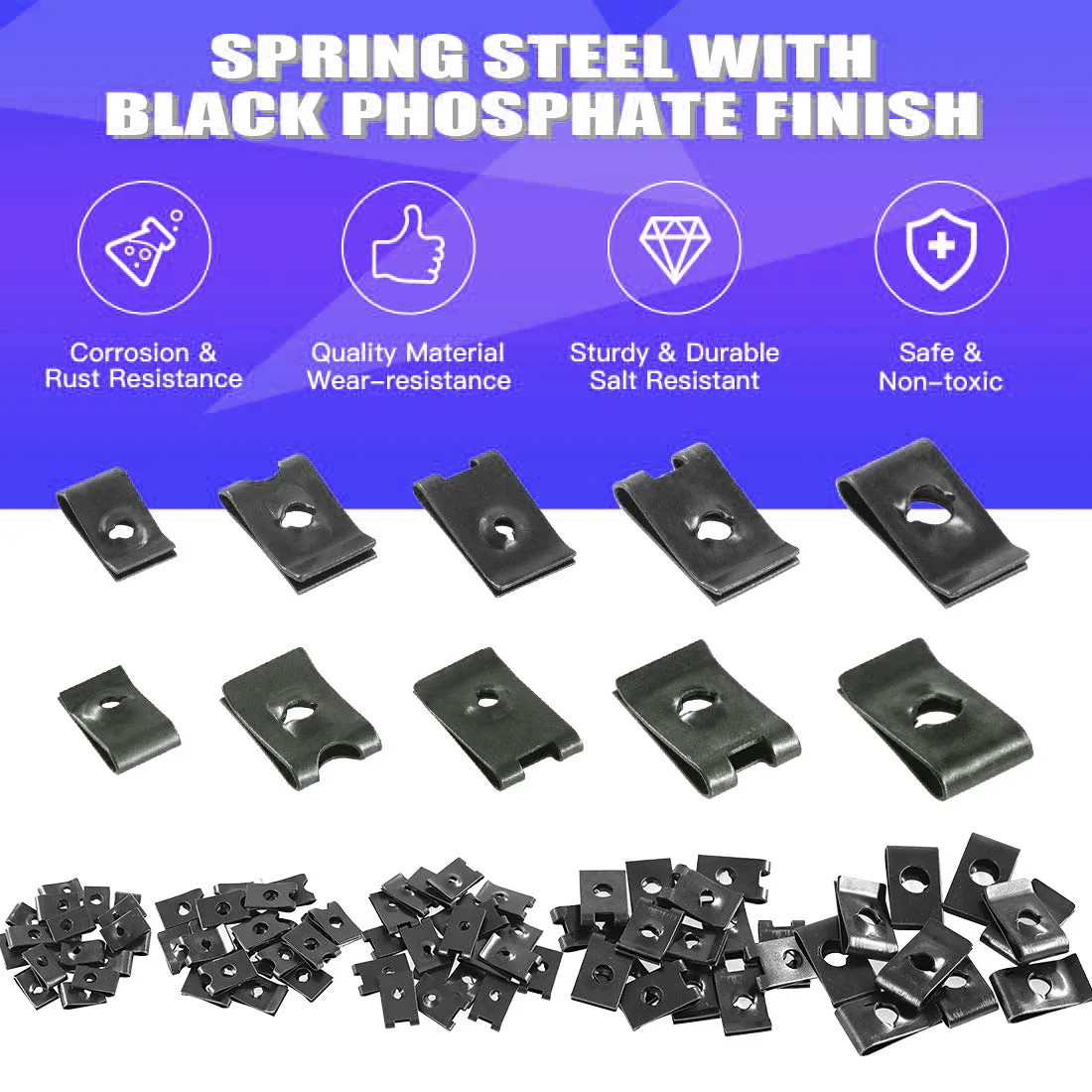 Комплект из 170 автомобильных U-образных зажимов и винтов, 9 размеров для автомобильных зажимов и комплектов винтов для бамперов, приборных панелей