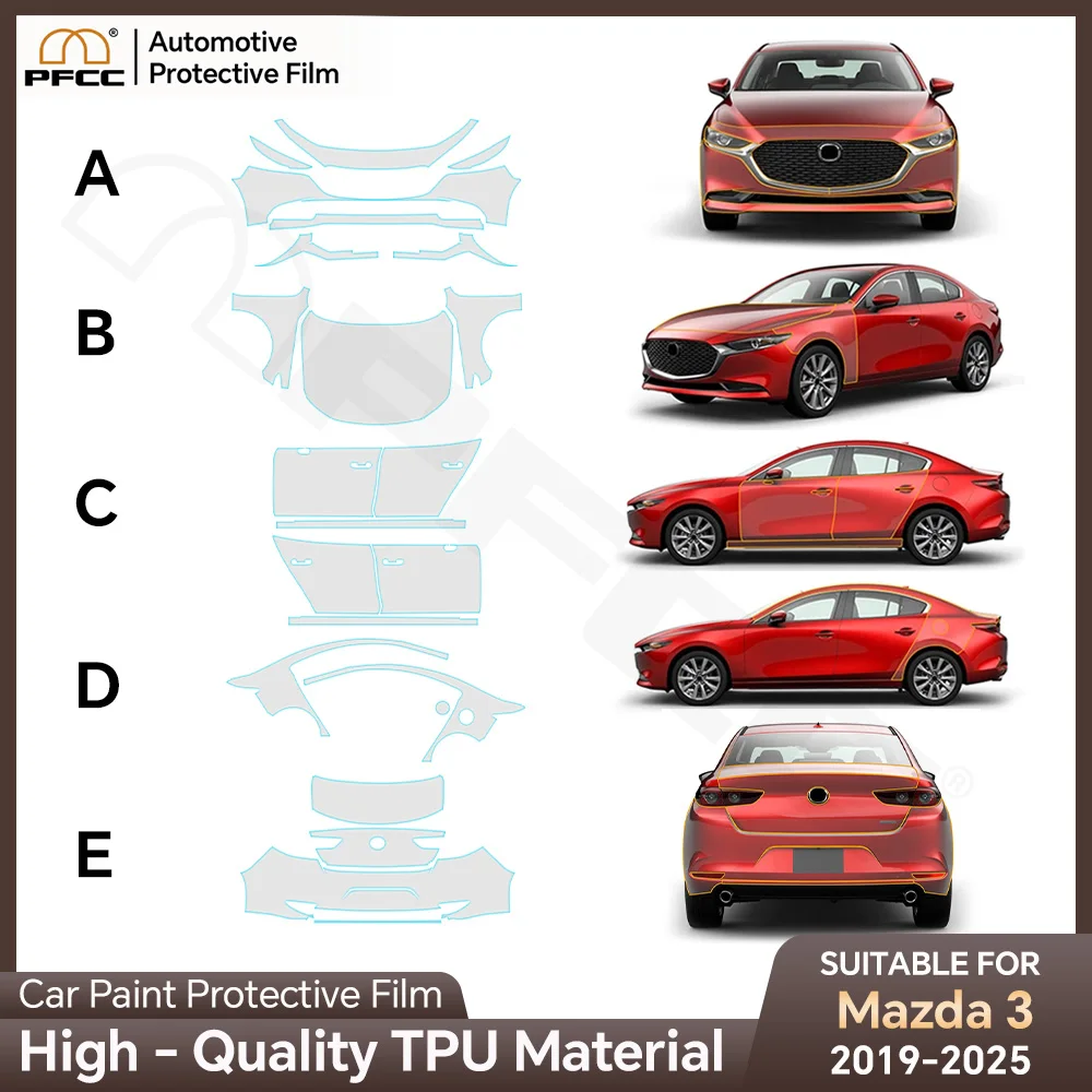 

PPF Paint Protection Film Self-Healing Bra Body Sticker Accessories Anti-Scratch Resistant For Mazda 3 2019 2020 2021 2022-2025