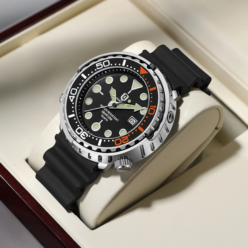 QINGXIYA Sports Men Quartz Watch Silicone Strap Waterproof Luminous Date Wristwatch Mens Military Clock Man Relogio Masculino