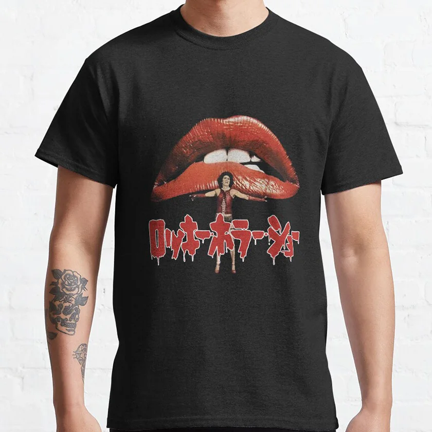 ロキいさん！, Japanese movie Rocky Horror Poster Art printed t shirt Dr Frank N Furter GAY clothing plus size 100% cotton tee