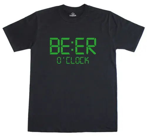 Funny Mens T-Shirt Beer O'Clock Regular Fit Cotton New Glow in the Dark Print 1