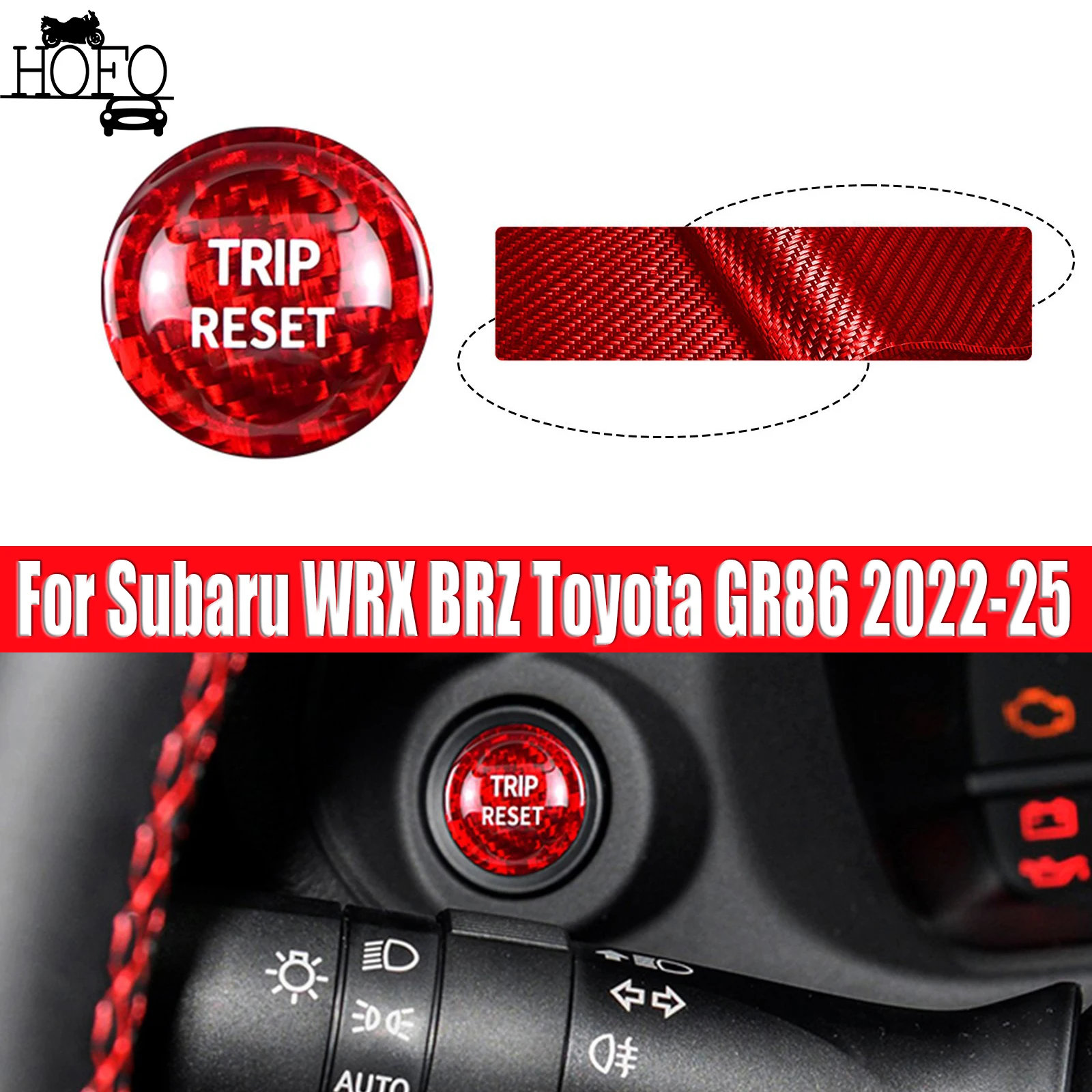 

For Subaru WRX BRZ Toyota GR86 2022-25 Red Carbon Fiber Trip Reset Button Cover
