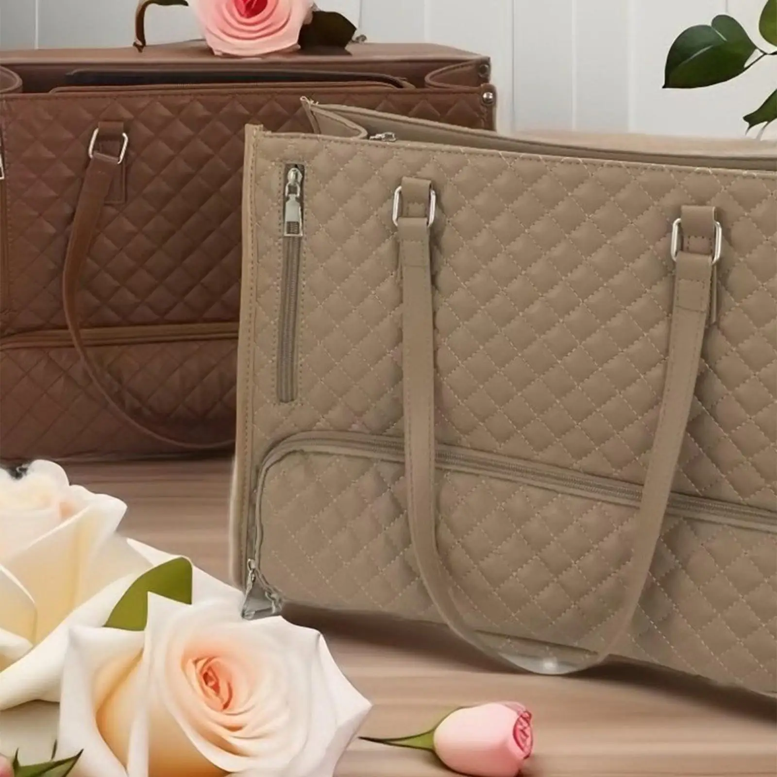 Women Tote Bag Lunch Purse Waterproof with Purse Leakproof Crossbody Tote Laptop Bag for Picnic Office Casual Travel Collage