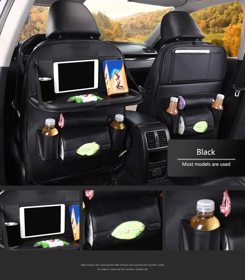 2021 New Backseat Folding Car Tablet Holder 40Pcs/Ctn PU Hanging Storage Car Seat Protector Backseat Organizer