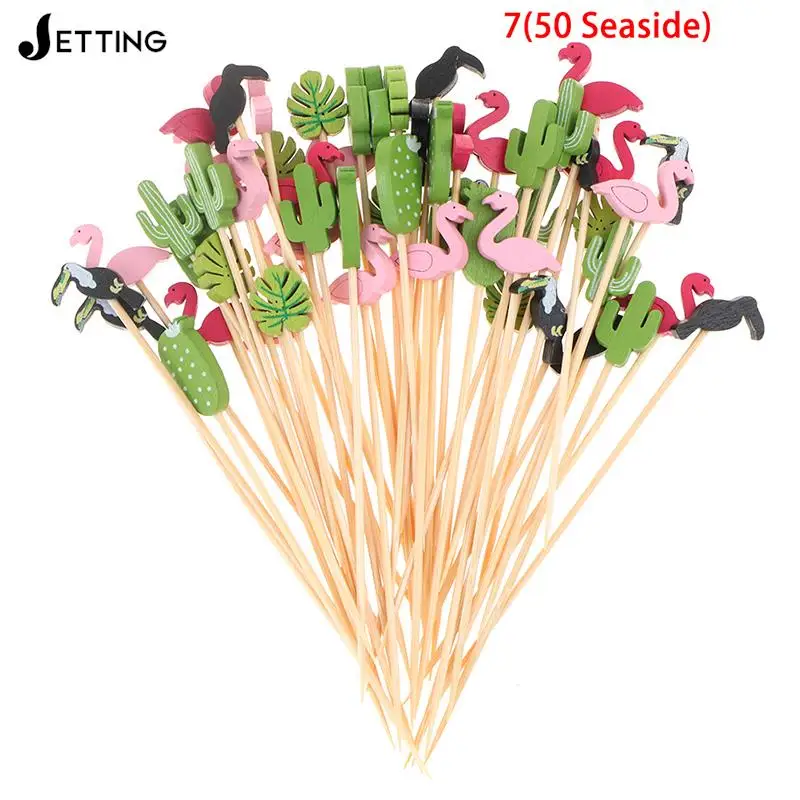 50/80/100pc Heart Disposable Bamboo Skewers Food Cocktail Picks Buffet Fruit Cupcake Fork Sticks Party Table Decoration Supplies