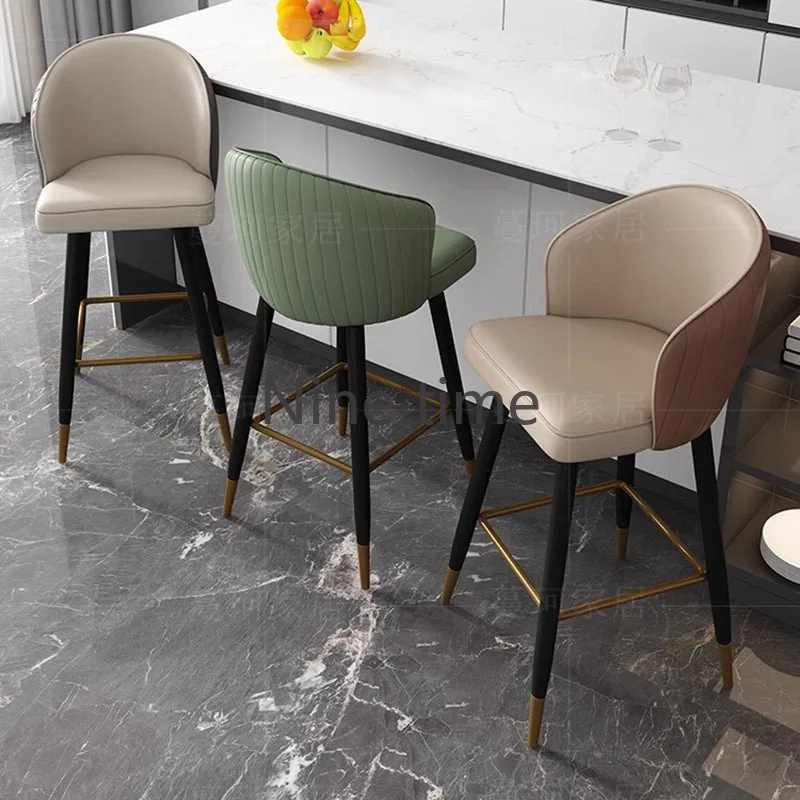 

Leather Luxury Designer Luxury Bar Chairs Minimalist Modern High Counter Nordic Chairs Ergonomic Kitchen Taburete Alto Furniture