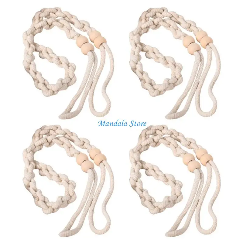 

U2JC Decorative Woven Rope Curtain Tiebacks 4 Pack Farmhouses Drapery Holdbacks Ties