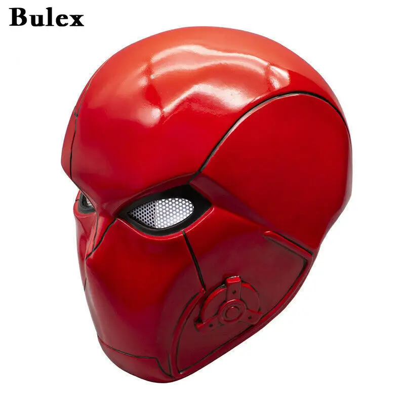 Red Hood Mask Movie Anime Full Head Latex/Resin Helmet con Mesh Eye Game Cosplay Halloween Costume puntelli