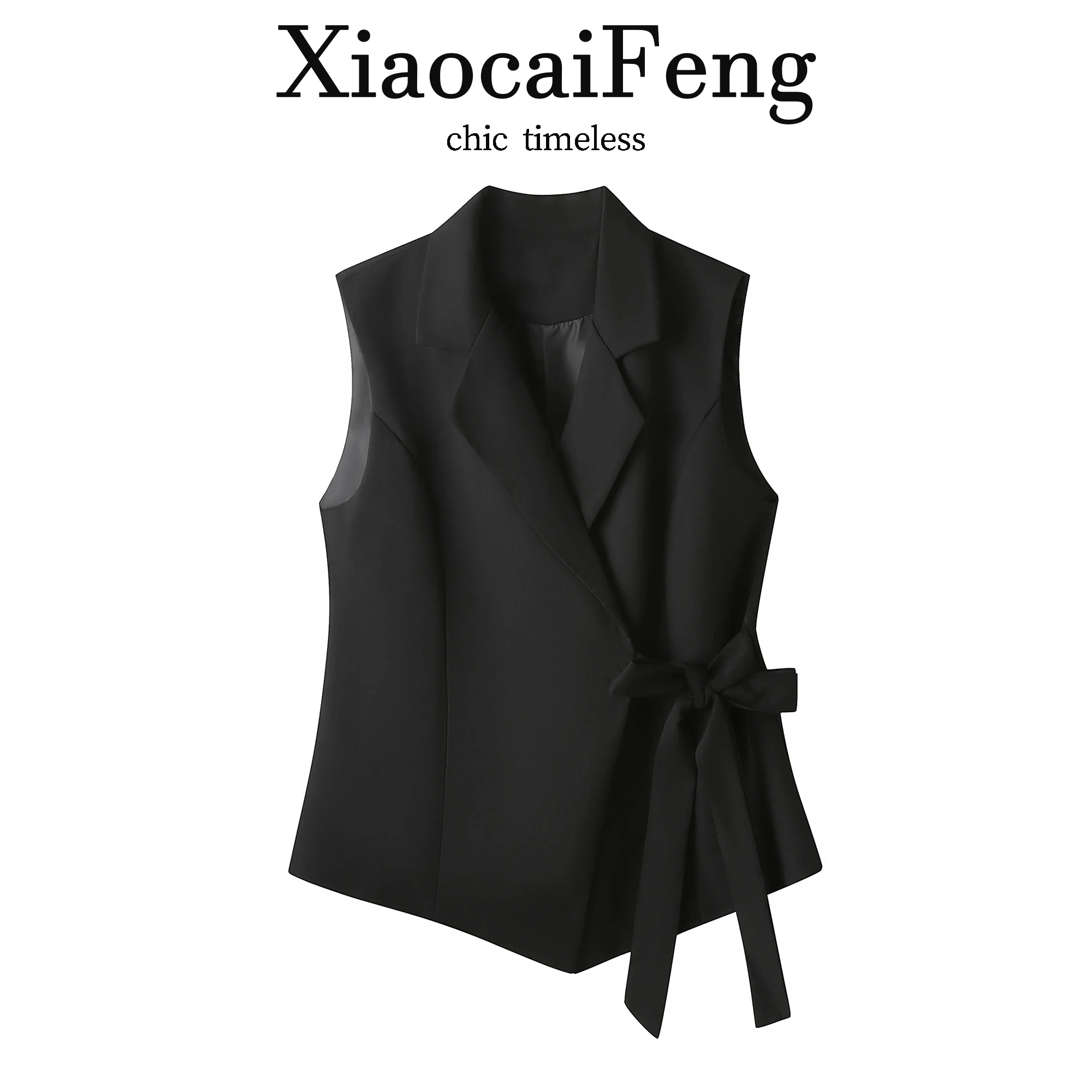 Elegant V-Neck Waist-Cinching Vest Jacket Women's Business Casual Outerwear Breathable Loose Fit Summer Commute Top