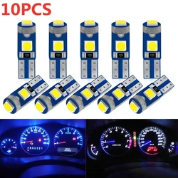 10 pçs t5 lâmpada led carro instrumento w3w w1.2w 12v led canbus luzes do painel de aquecimento indicador cunha luzes interiores do carro