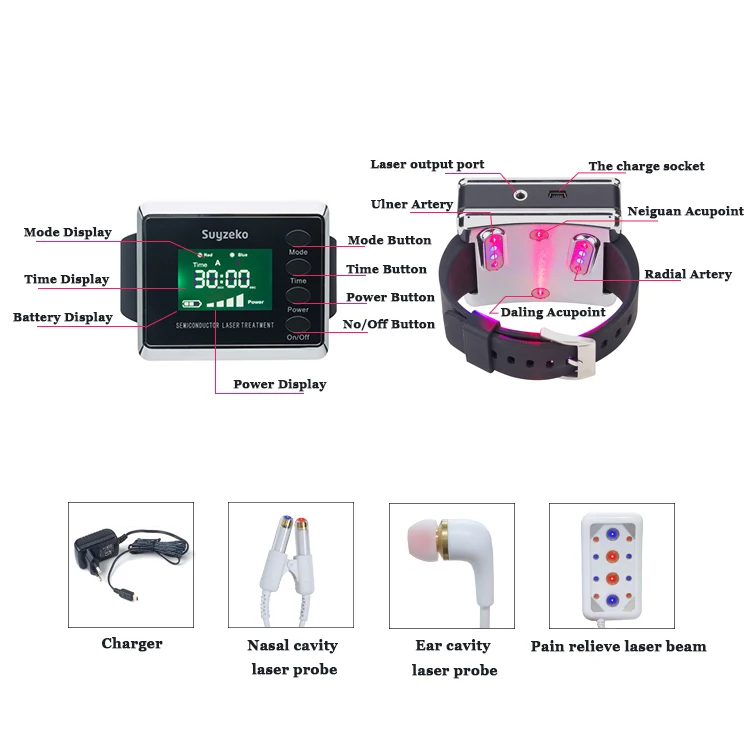 Reduce Blood Pressure  650nm Laser Physical Treatment Equipment Therapy Watch