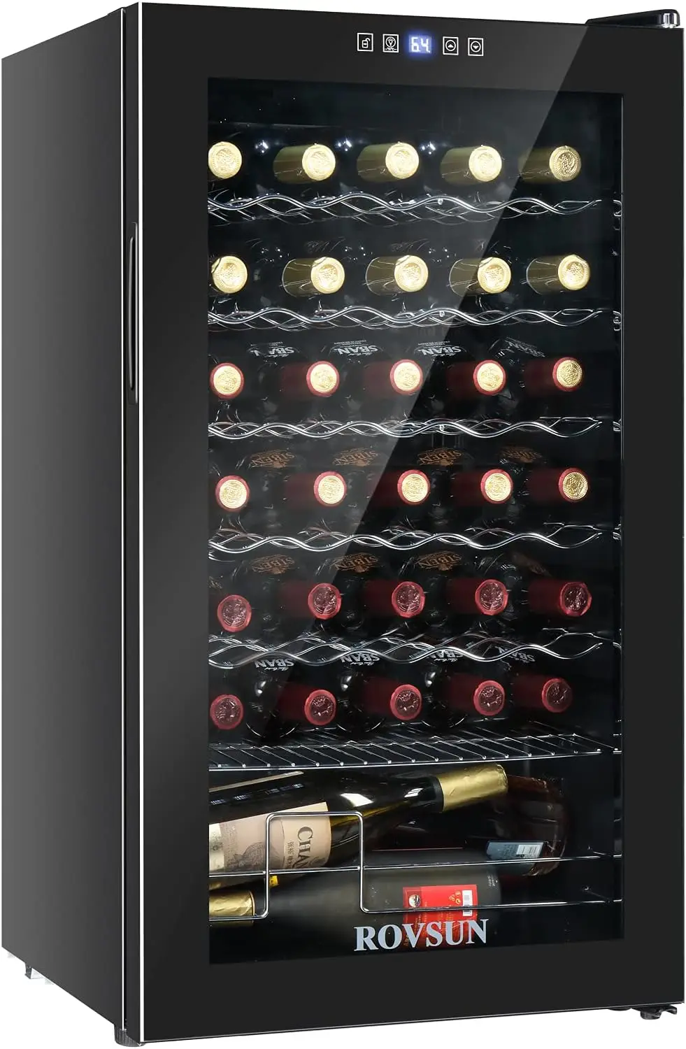 ROVSUN 34 Bottle Wine Cooler Refrigerator, Freestanding Compressor Wine Chiller, Beverage Wine Fridge with Digital