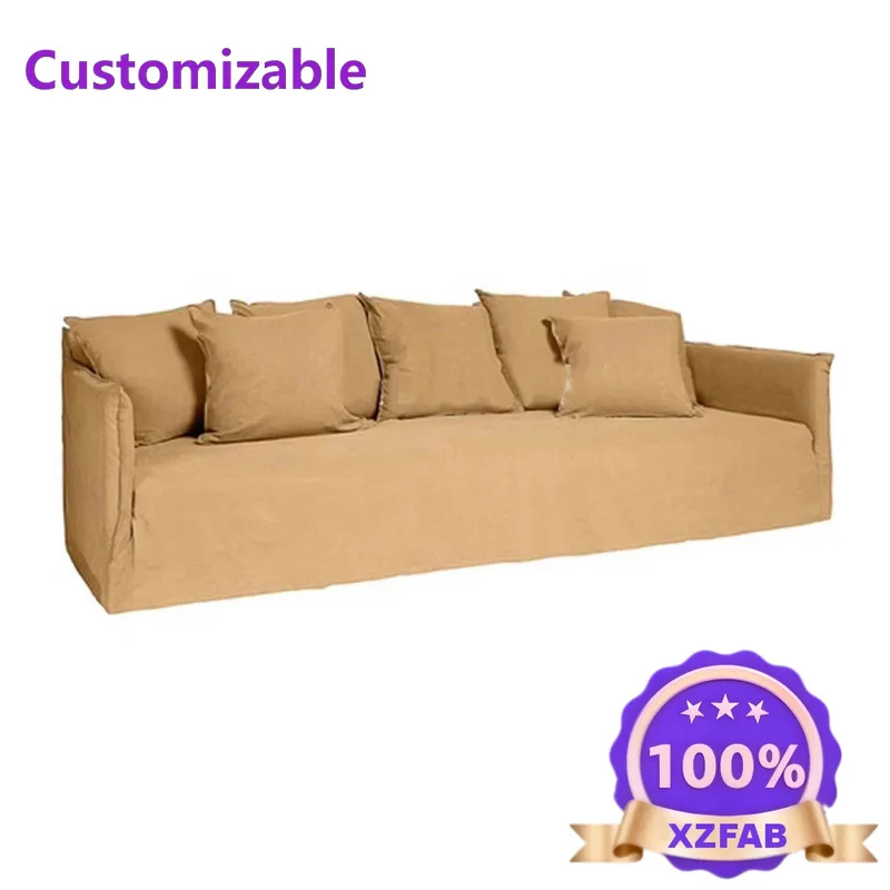 Factory Direct 2026 Japanese-style wabi-sandy wind lazy wind removable and washable linen sofa Nordic retro simple homestay smal