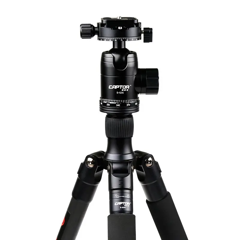 Tripod kamera lipat S-254C, tripod kamera portabel fotografi profesional SLR serat karbon