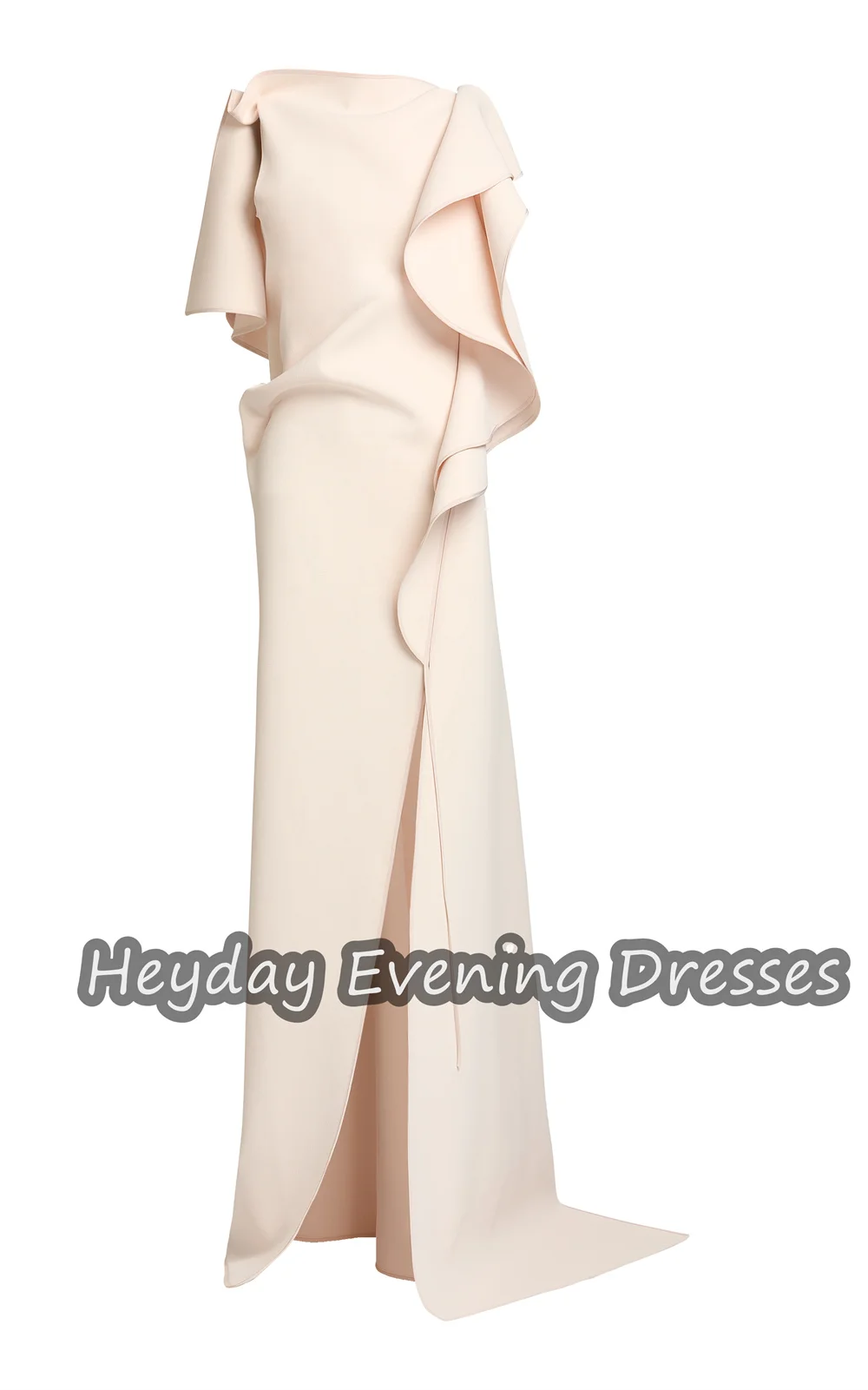 Heyday-Robe de soirée en pansement pour femme, droite, col rond, plis, saoudien, simple, robe de Rh, élégante, longueur au sol en fibre, robes de soirée, 2024