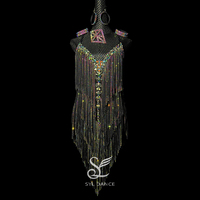 SYL black backless fringe sew-on stone stone fringe dancesport dress woman latin dresses for competition
