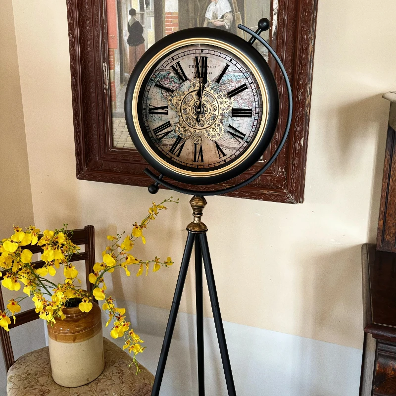 Vintage Floor Clock Living Room Office Retro Creative Standing Clock Noiselessly Mechanical Gear Clock Home Decorative Furniture