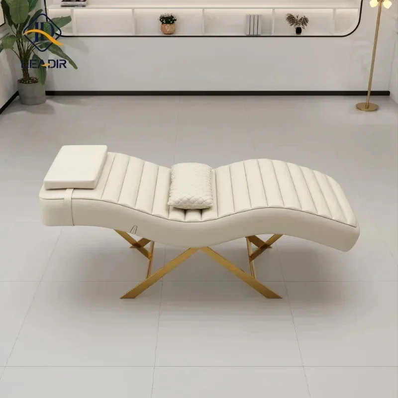 Modern Gold Base Massage Table for Beauty Salon Eyelash Extension Full Furniture Set