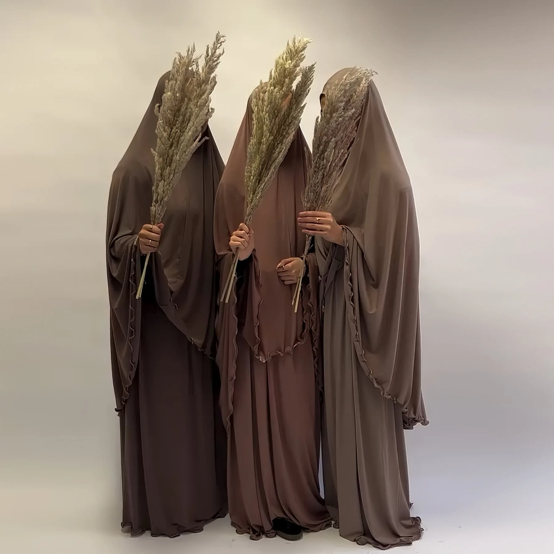 

Ramadan Eid Hooded Khimar with Abaya Set Turkey Women Muslim Hijab Dress Islam Prayer Clothing Djellaba Robe Jilbab Niqab Burqa