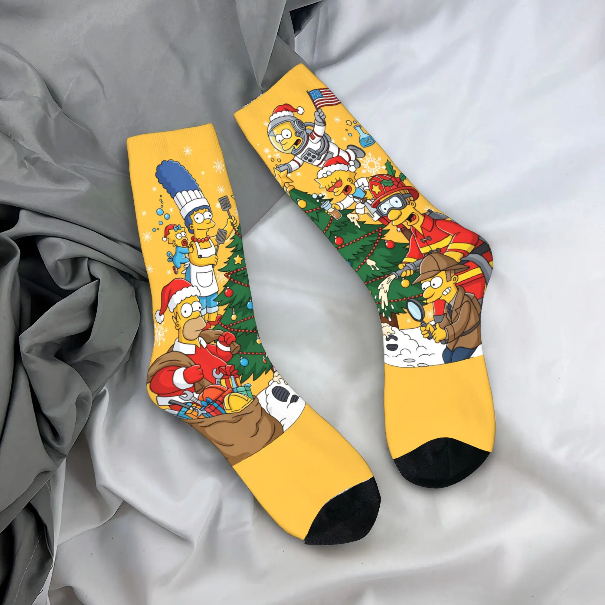 Christmas Family Fun  Cozy Holiday Socks The S-Simpsons \Stockings Women Men Soft Cycling Socks Winter Custom Anti Skid Socks