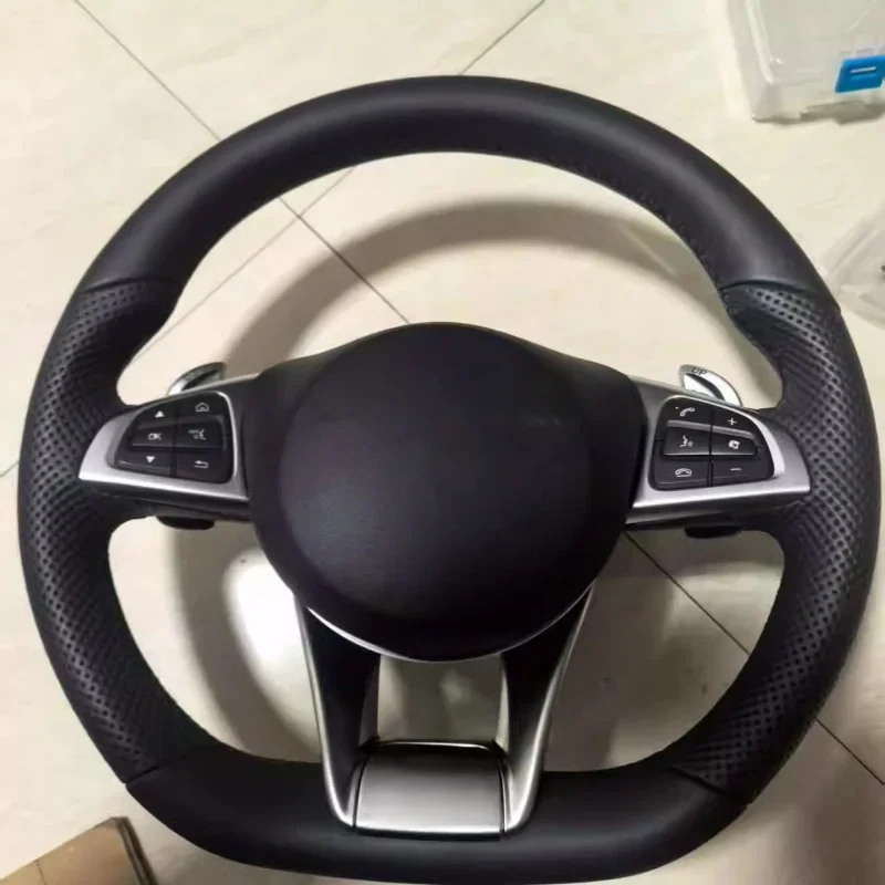 Hand-Stitched Genuine Leather Interior Accessories Car Steering Wheel Cover For Mercedes-Benz C200L C180L GLA260 CLA200 E300