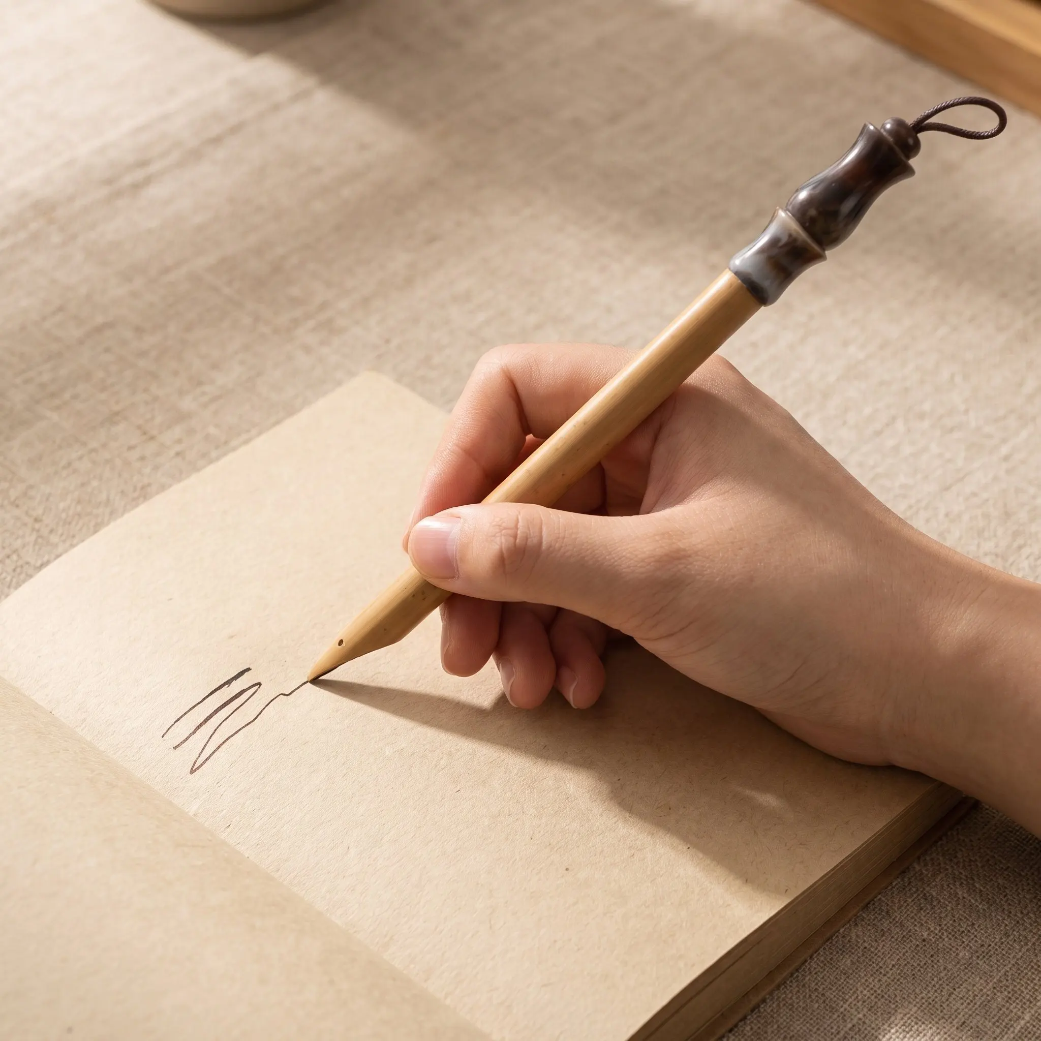 3Pcs Bamboo Calligraphy Dip Pen Chinese Ink Writing Drawing Painting Practice Pen for Beginner Art Painting Supplies