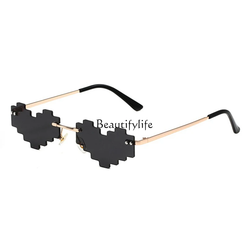 

European and American Personalized Fashion Colored Loving Heart Sunglasses Concave Shape Sun Glasses