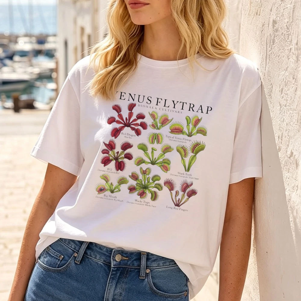 Scientific Venus Flytrap Chart Women Botanical Tee Carnivorous Plant Biology Top School Classroom Wear Nature Inspired Shirt