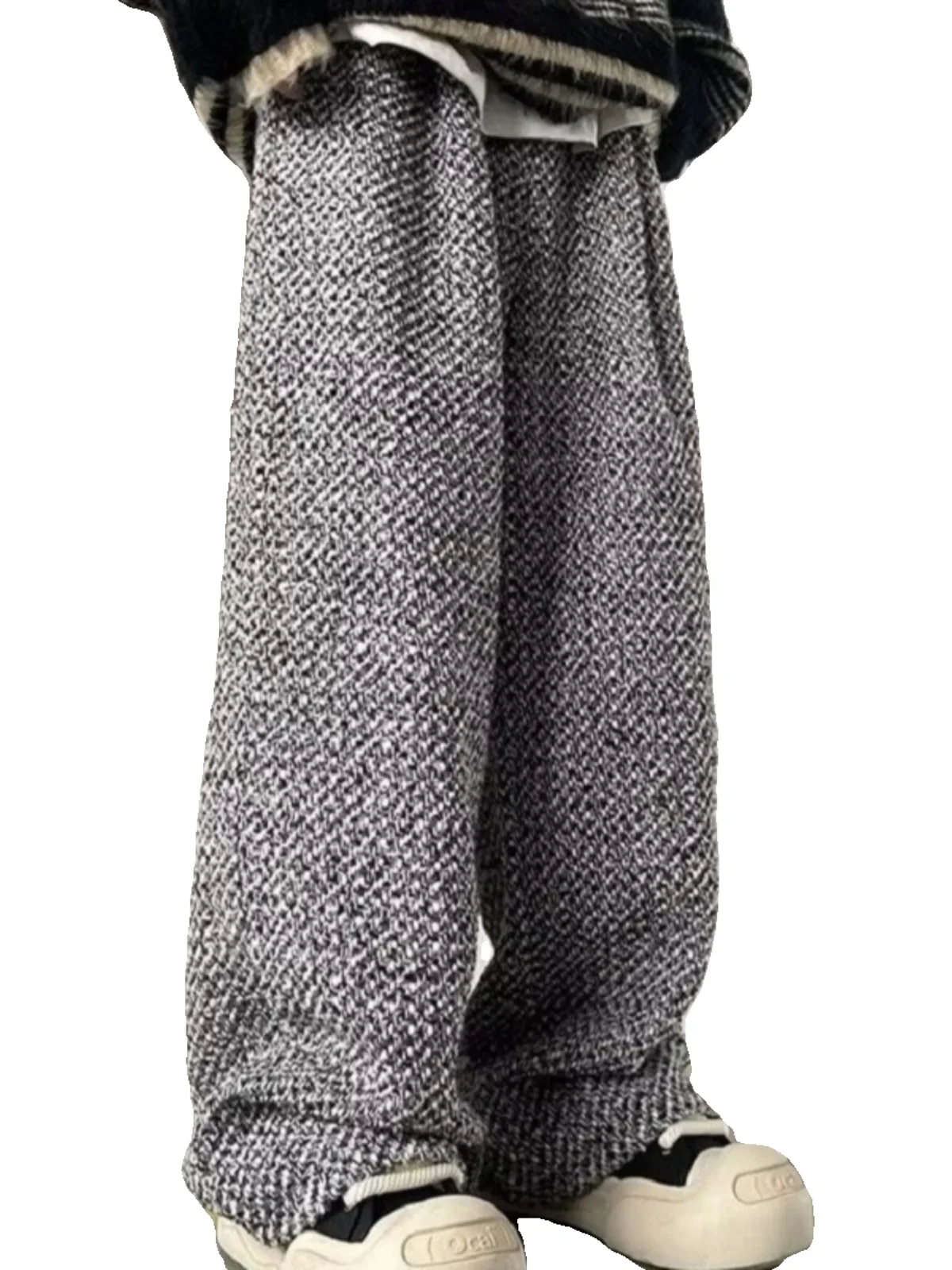 Pantaloni scozzesi di lana di fascia alta invernali da uomo Pantaloni casual a gamba larga Pantaloni sportivi oversize americani Sle Pantaloni lunghi dal taglio dritto