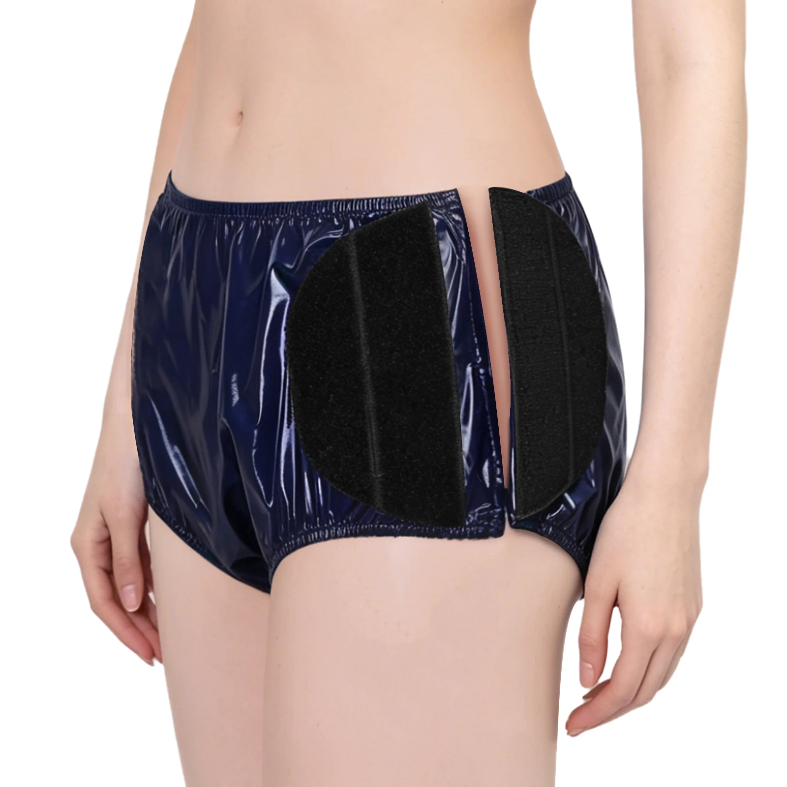 

Womens Diaper Cover Incontinence Briefs PVC Waterproof Swimwear Bottom Shiny High Waist Swim Panties Special Need Underwear