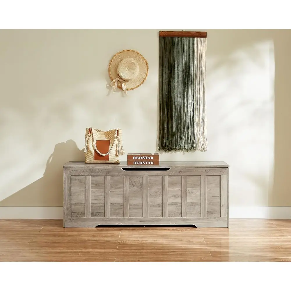 Cómoda de almacenamiento extragrande, banco con bisagras de seguridad, almacenamiento de zapatos, capacidad de 220 lb, fácil montaje, maletero de madera para dormitorio, Livi