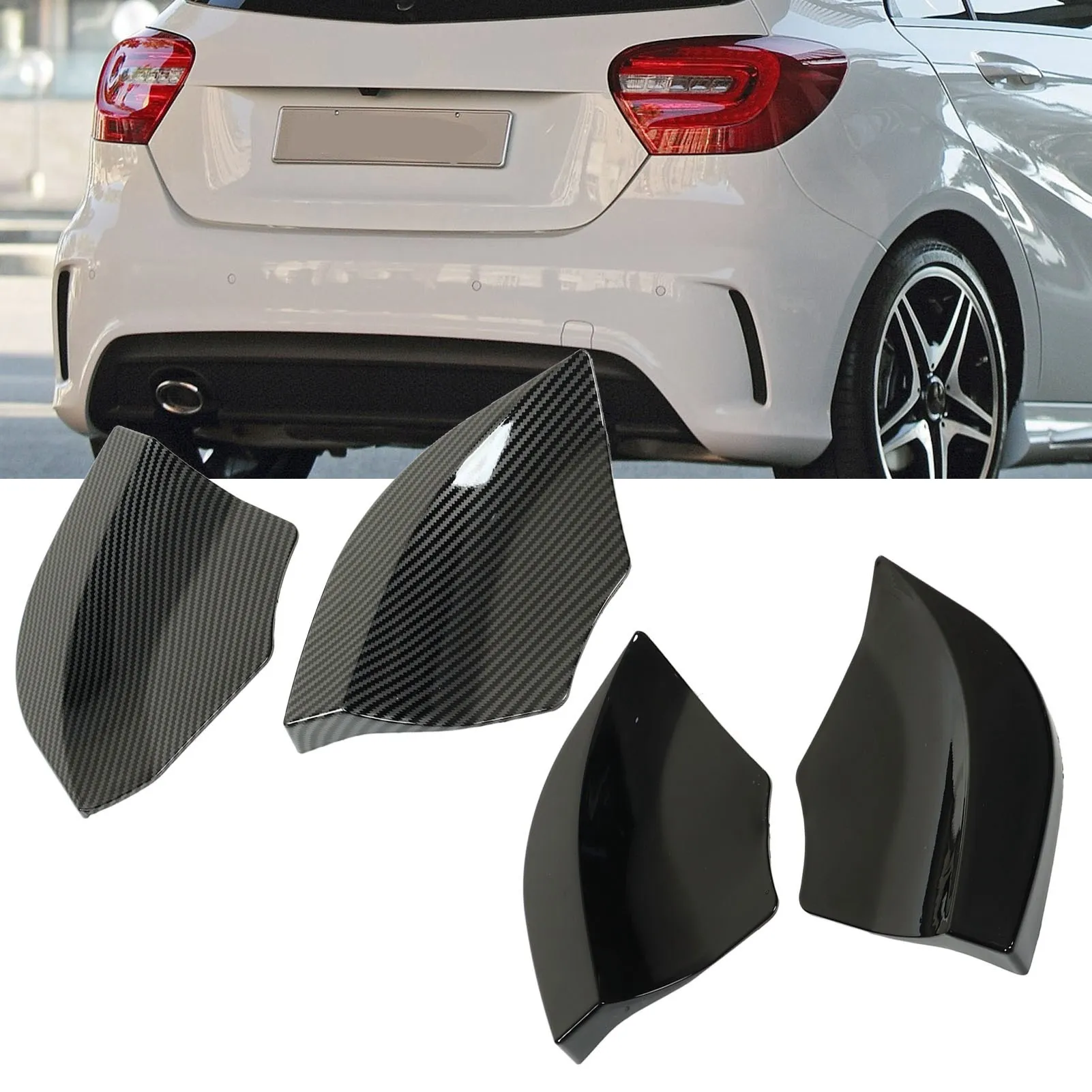 2Pcs Car Rear Bumper Splitter Replacement ABS Plastic Automobile Rear Bumper Diffuser Left and Right Car Accessories
