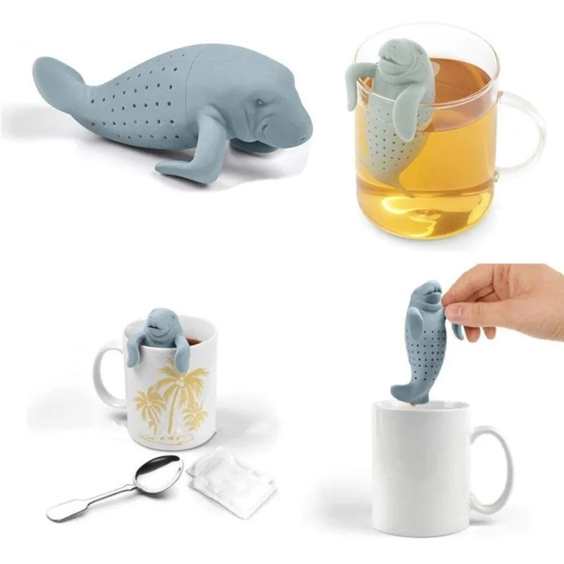 1pc Silicone Sea Cow Tea Strainer Manatee Cow Fish Creative Design Tea Filter Creative Design Tea Leak Tea Ware Tea Accessories