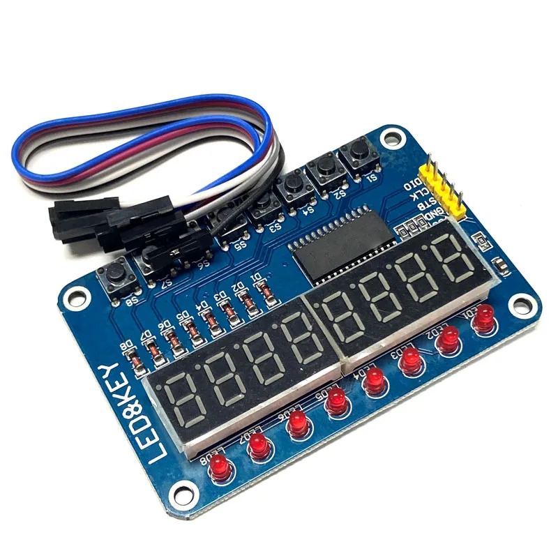 TM1638 Keypad Digital Tube LED Display Module 8-Digit Digital Tube LED Keypad with DuPont Cable