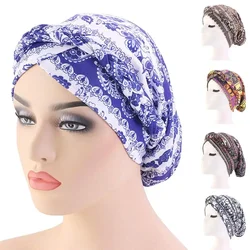 Boho Women Muslim Beanie Hair Loss Hat Printed Hats Braid Cancer Chemo Head Cover Caps Bonnet Islamic Turban Arab Head Wrap New