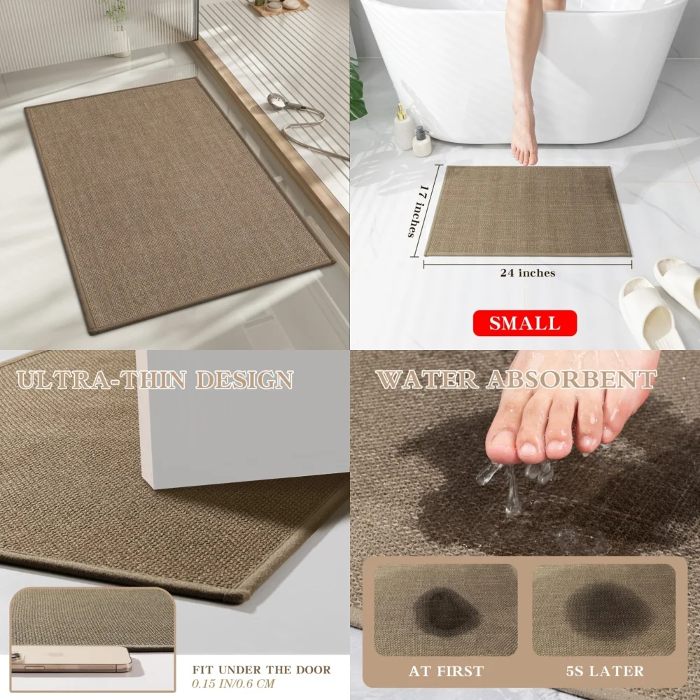 

Quick Dry Bath Mat Ultra Thin Non Slip Bathroom Rug 24x17 Portable Shower Floor Mat Water Absorbent Soft Microfiber Bathmat for