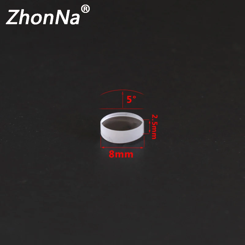 8mm Diameter, 2.5mm Thickness, 5 Degrees, Optical Focusing Lens, Laser Installation Accessories, Glass Material, 400-700nm, 5PCS