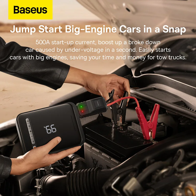 BASEUS 2 in 1 Car Jump Starter Power Bank Portable Air Compressor Inflator Pump Power Station 1000A Battery Starter Auto Booster